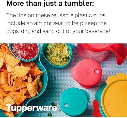 Miniatura 3 de Tupperware Brand Impressions - Juego de 4 vasos de 16 onzas, aptos para lavavajillas y sin BPA, vasos de plástico reutilizables sin desorden con