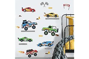 decalmile Racing Cars Wall Decals Roads Vehicles Wall Stickers Kids Boys Bedroom...