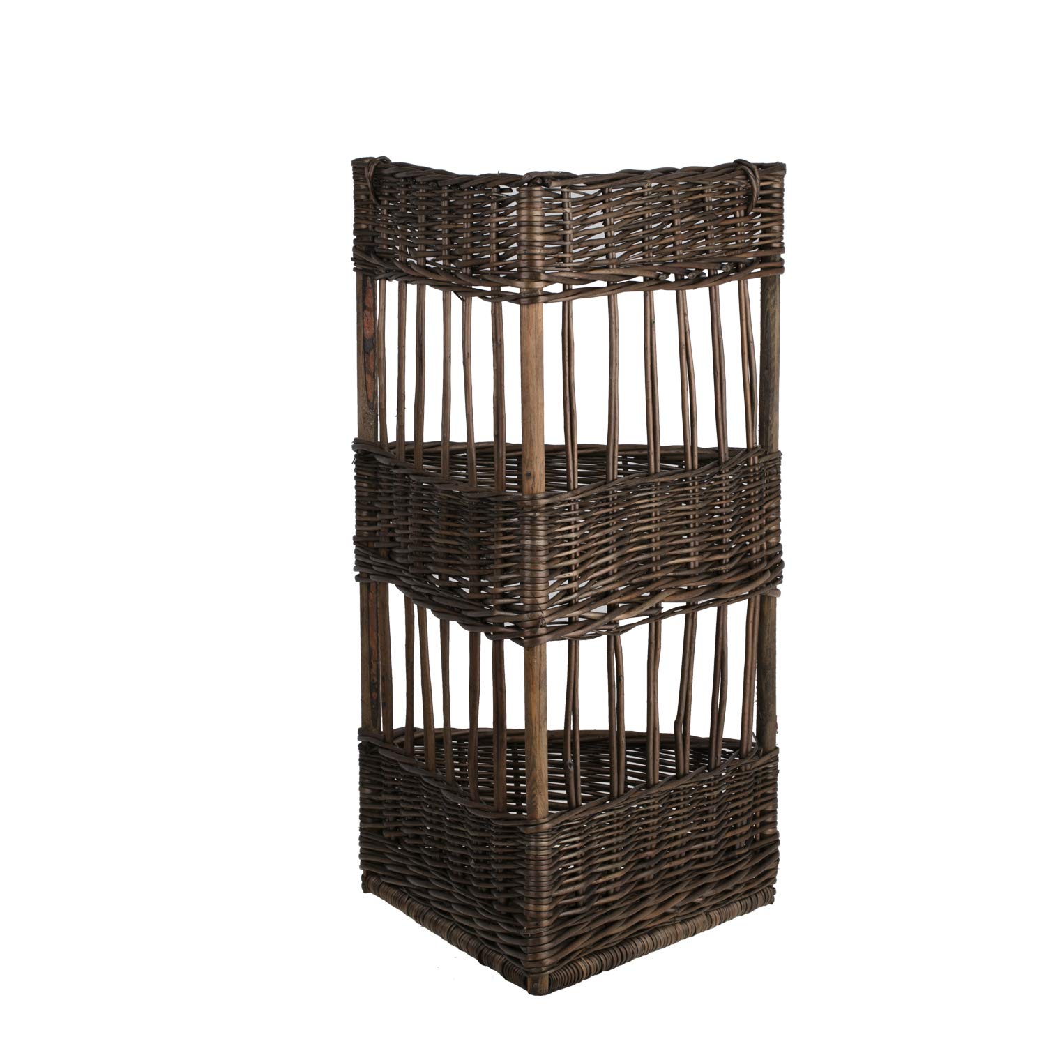e-wicker24 Chariot, huche à pain, présentoir pour baguettes ou pain long,corbeille baguette en osier-triangle