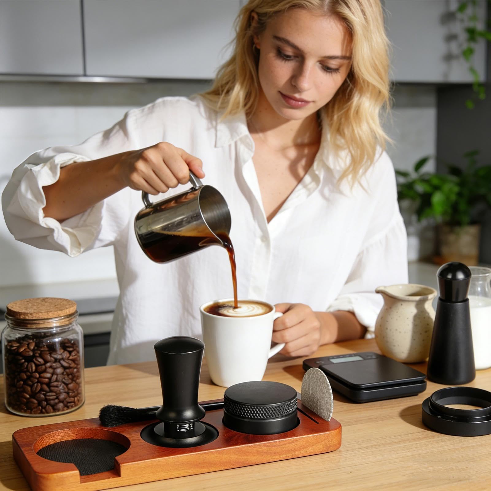 Zestaw Akcesoriów do Espresso Dystrybutor do Kawiarki Kuchennej | Komplet Akcesoriów z Tamprem do Espresso do Domu Kuchni Apartamentu Kawiarni Baru dla Entuzjastów
