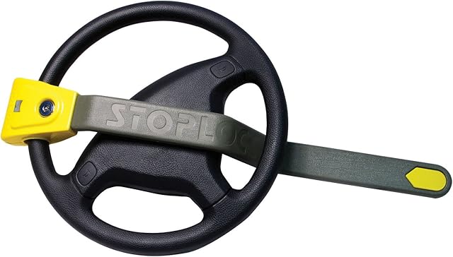 Stoplock HG 134-66 bariera na kierownicy, 4 x 4, do samochodów osobowych, zabezpieczenie przed kradzieżą z kluczem, żółto-szare, 1 sztuka