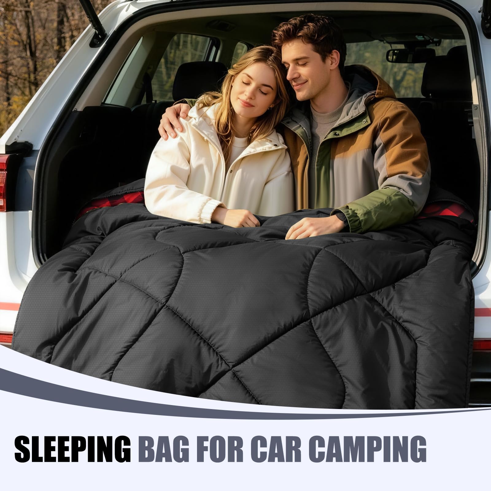 Flanell Doppelschlafsack 230x160cm für 2 Personen XXL | 100% Baumwolle Futter, wasserabweisend, 4-Jahreszeiten Deckenschlafsack – ideal für Paare, Familien Camping, Wohnmobil-Reise