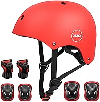Vista 1 de Casco XJD de bicicleta para niños, juego de equipo de protección multideportivo para niños de 3 a 14 años, con rodilleras, coderas y muñequeras