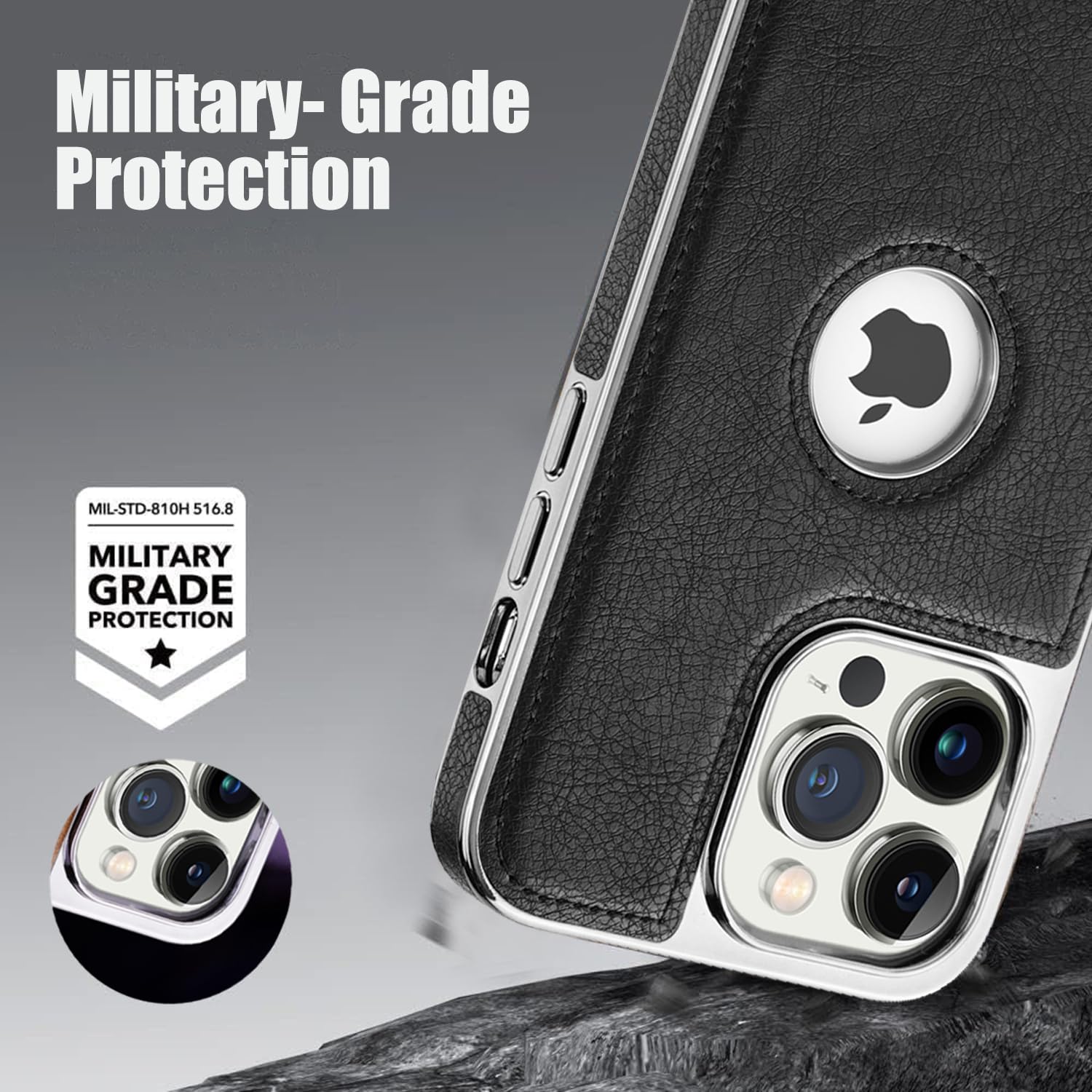 Custodia Per IPhone 14 Pro Max Con Cavalletto Regolabile – Pelle PU Con Bordi Placcati, Protezione Militare Anticaduta, Marrone - 2