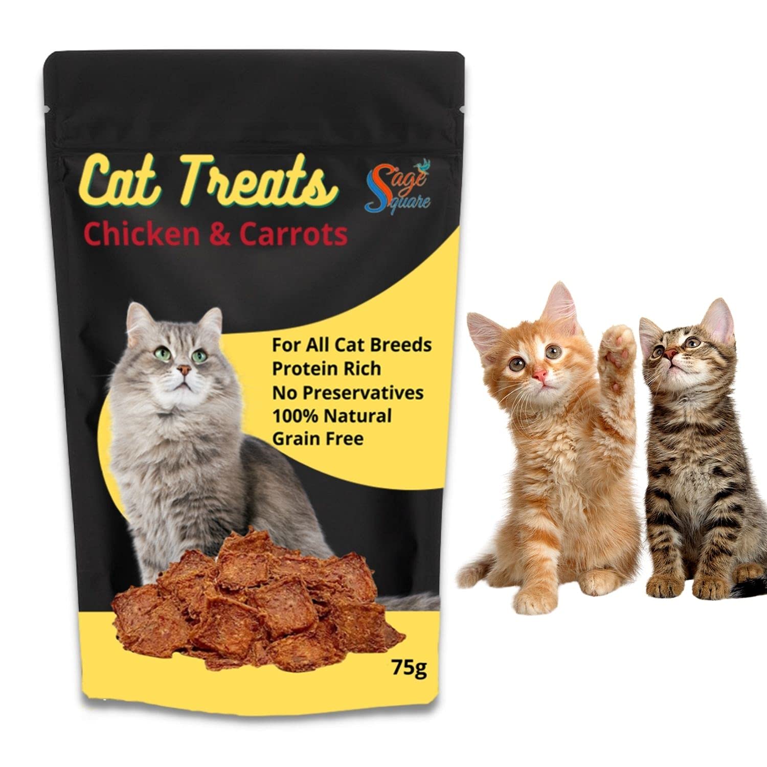 Sage Square Chicken & Carrot Cat Treat, Crunchy Protein Rich Snack (75g) (B092VY6XJ9) Amazon Price History, Amazon Price Tracker