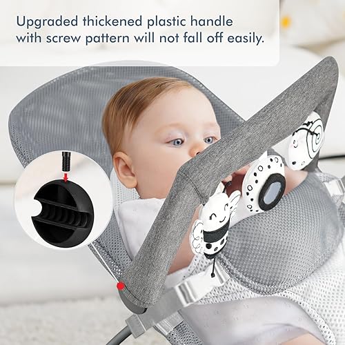 Miniatura 6 de Baby Bjorn - Barra de juguetes para gorila de bebé, suave con 3 juguetes sensoriales lindos, fácil de colocar y quitar, agradable a la piel, lavable