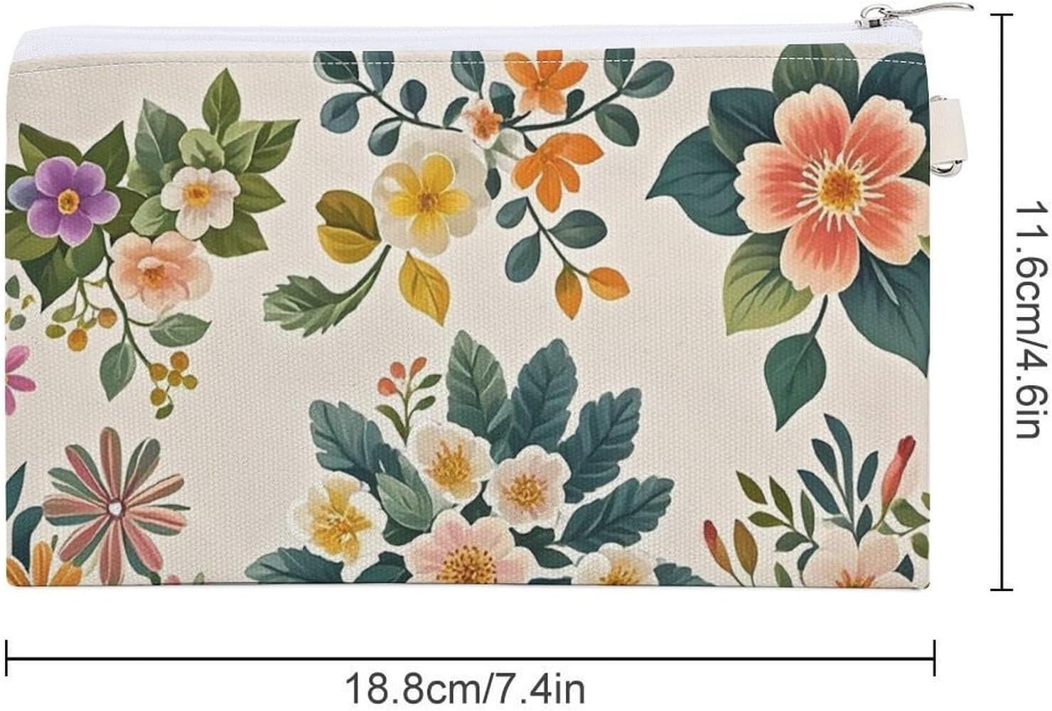 Various Floral Designs Coin Purse Coin Pouch with Zipper for Men Women Portable Change Wallet Canvas Coin Bag