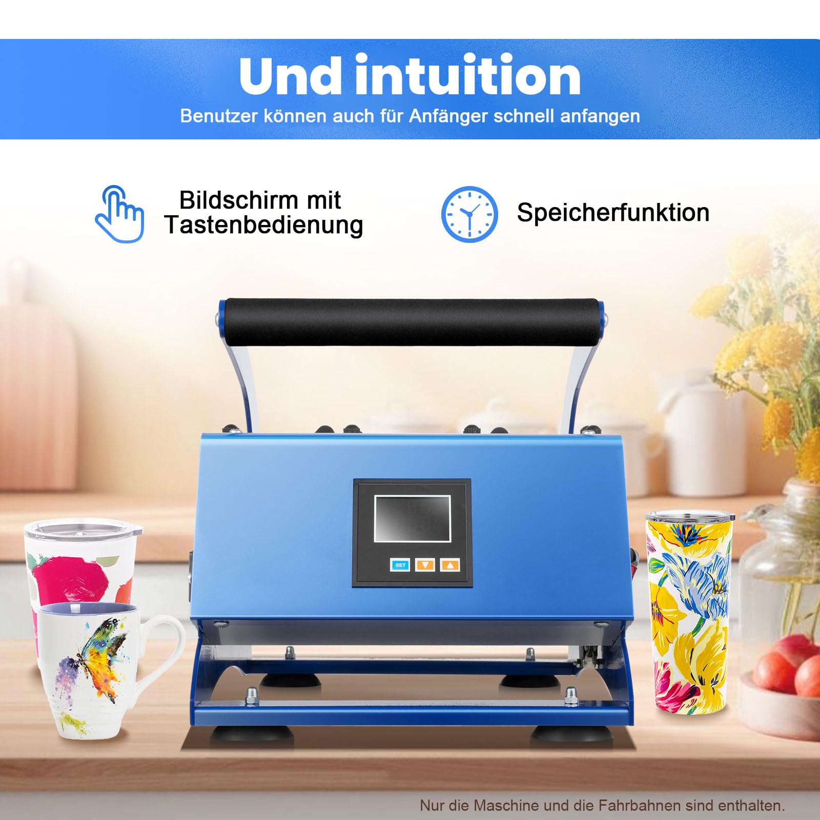 6 in 1 Tassenpresse Sublimationspresse - Transferpresse Mug Press 8-30OZ, 500W - 200 ℃ Schnelles Erhitzen, Multifunktionale Becherpresse, Sublimation Tasse Drucken mit Digitalanzeige