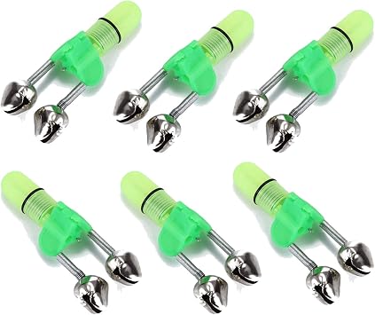 Fishing Bell and Night Light Kit, 20 Pcs Fish Bite Bait Alarm Bell with LED Light for Night Fishing
