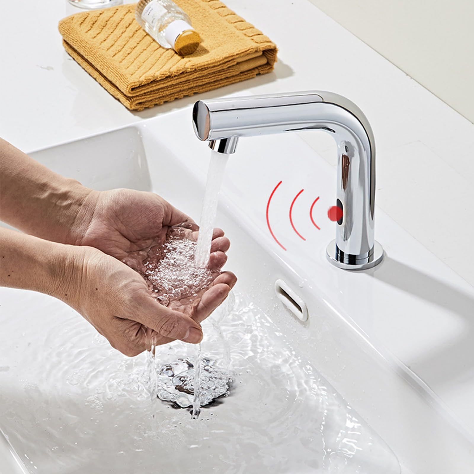 XJTNLB Grifo Sensor Automatico Cromado Griferia Baño Agua Fria Grifo Lavabo Inteligente Alimentado Por Batería
