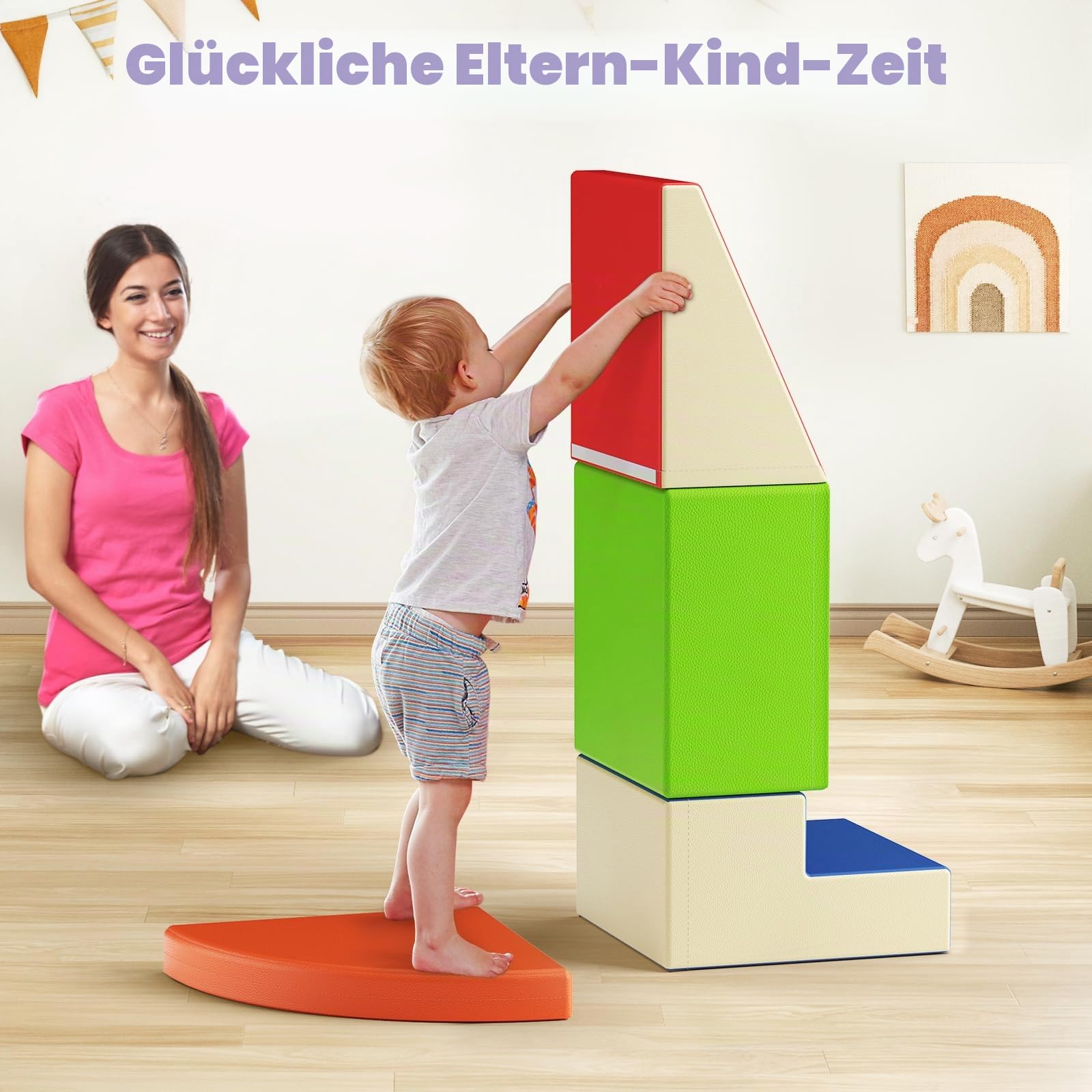 Corner Climber 4er Softbausteine Set,Baby-Kletterblöcke, kratzfester PU-Bezug, leicht zu reinigen, versteckter Reißverschluss, hochelastischer Schaumstoff, weiches Spielset für Kinder（JM3612）