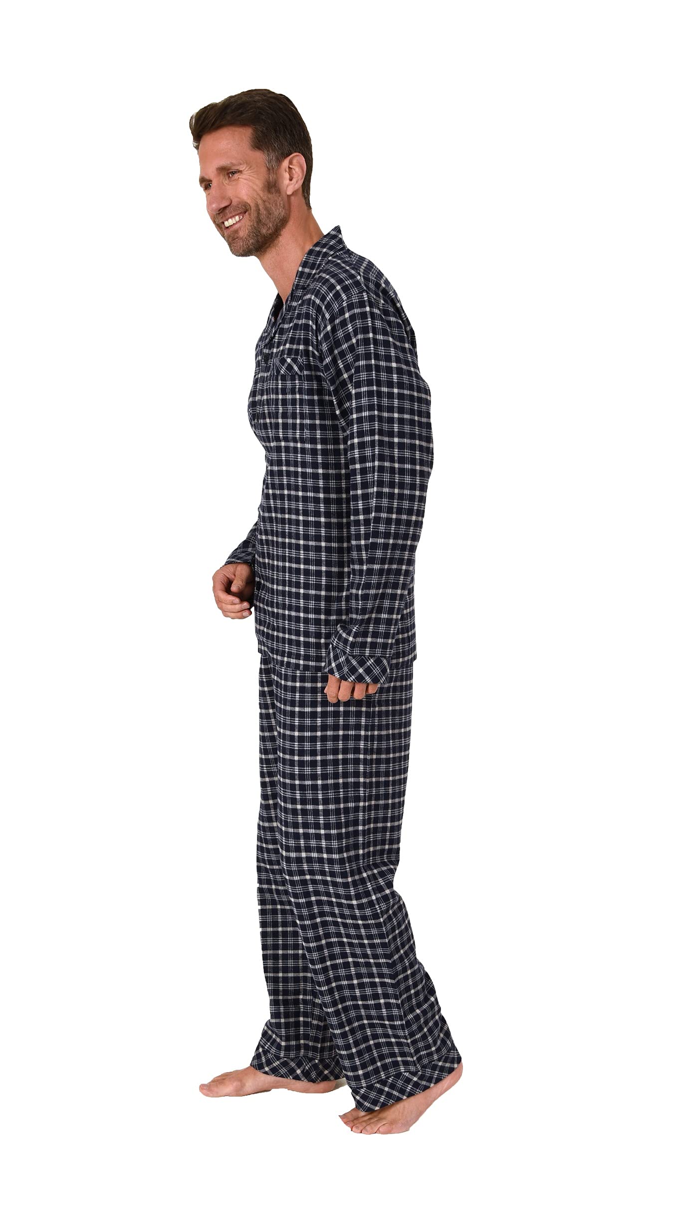 Herren Flanell Pyjama Schlafanzug zum durchknöpfen - auch in Übergrössen - 222 101 15 851