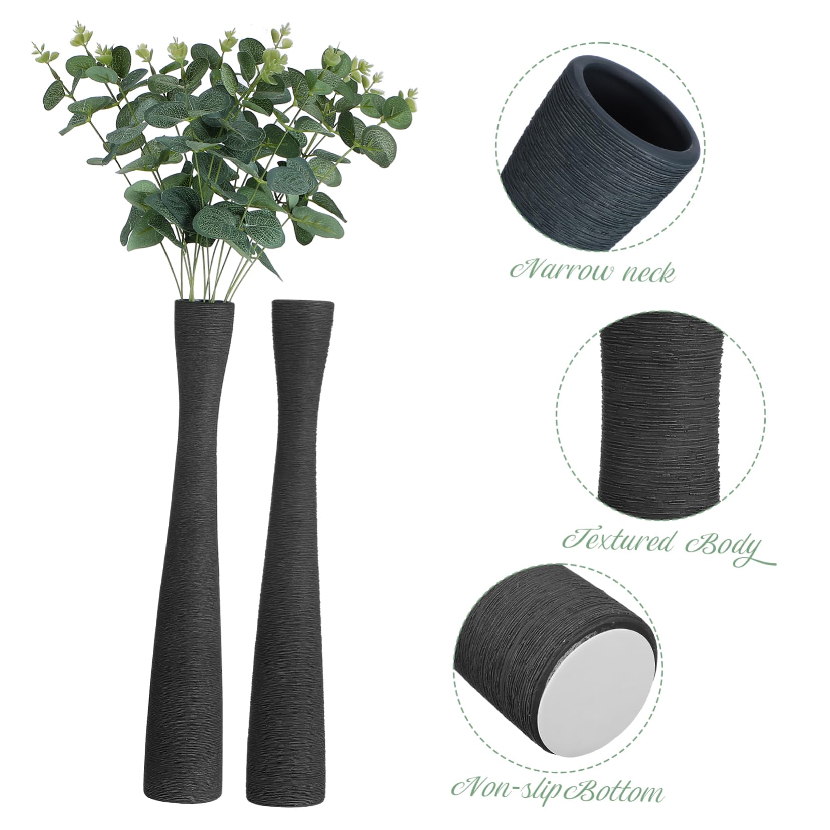 Alipis 2piezas Jarrón De Cerámica De Cuello Estrecho Jarrones De Piso para Flores Decorativos para Sala De Estar y Oficina