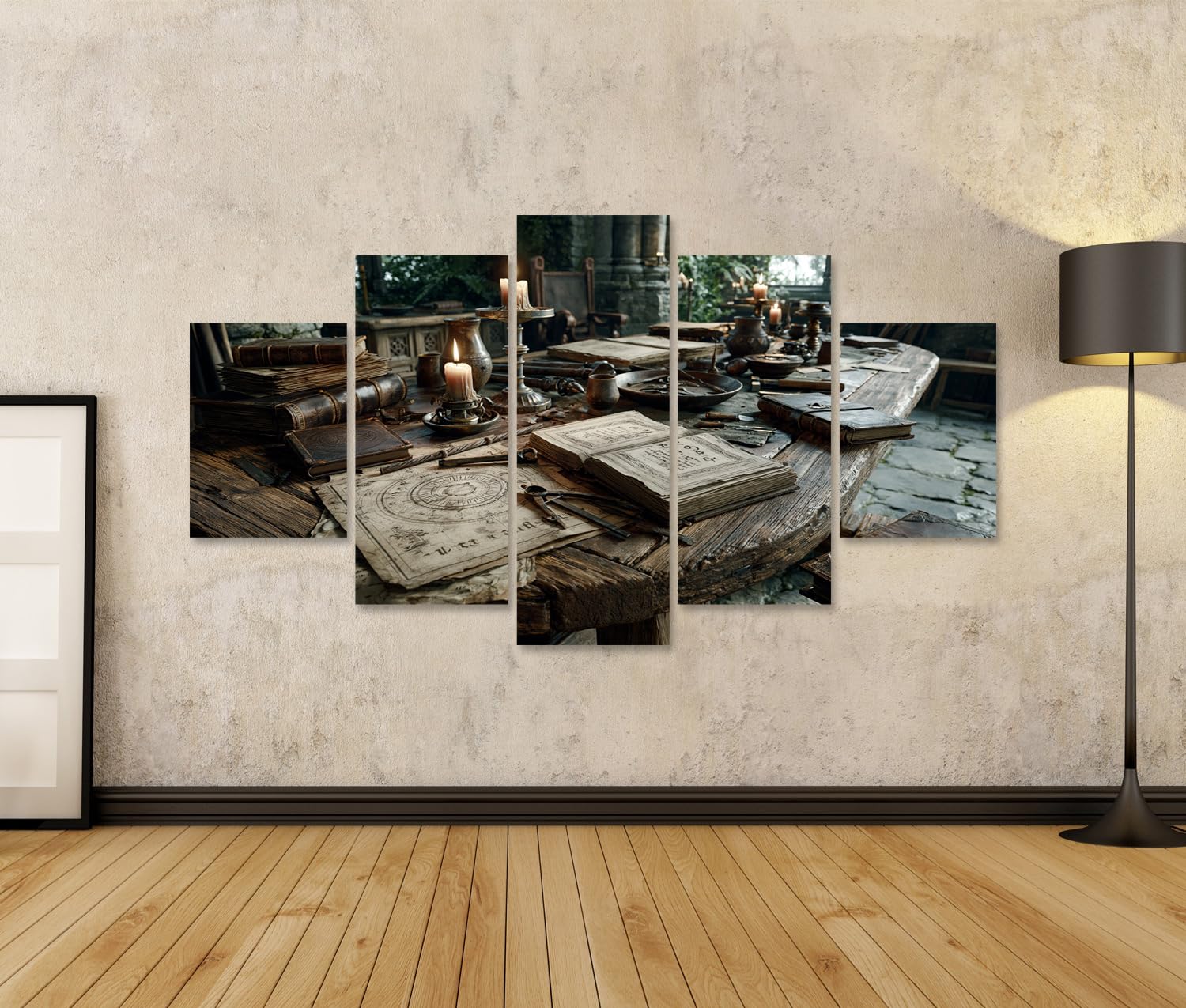 islandburner Quadro su tela storico medievale, decorazione da tavolo per soggiorno, per gli amanti della storia, 5 pezzi