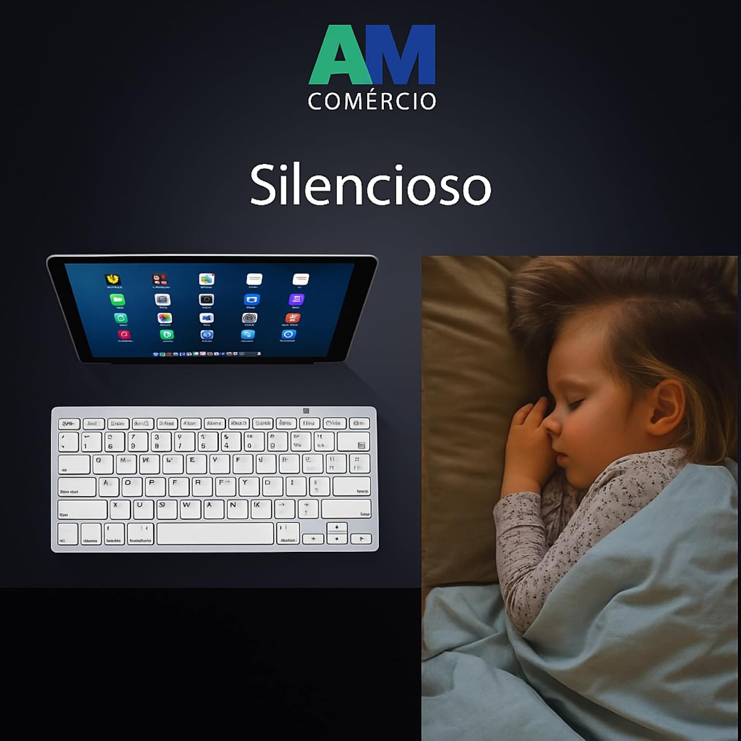 Teclado Bluetooth Ultra Fino Sem Fio – Com Tecla Ç e Command, Compatível com Notebook, Tablet, PC e Celular