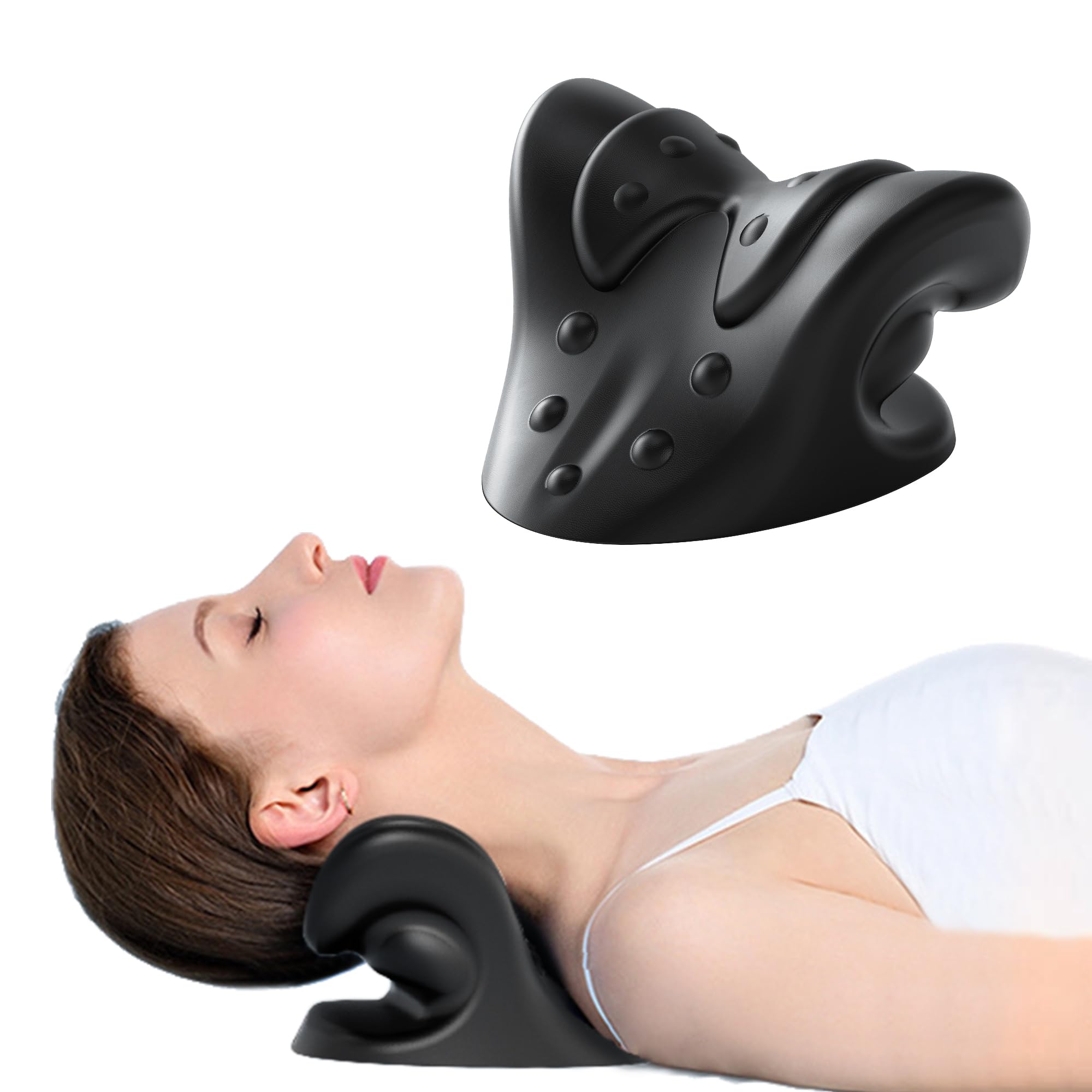 Fanlecy Neck and Shoulder Relaxer, Neck Cervical Traction Device Neck Stretcher for TMJ Headache Neck Pain Relief and Cervical Spine Alignment