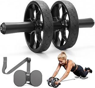 VINSGUIR Ab Roller Wheel with Adjustable Resistance Band, Knee Pad & Guide - Beginner to Pro Core Trainer for Home Gym