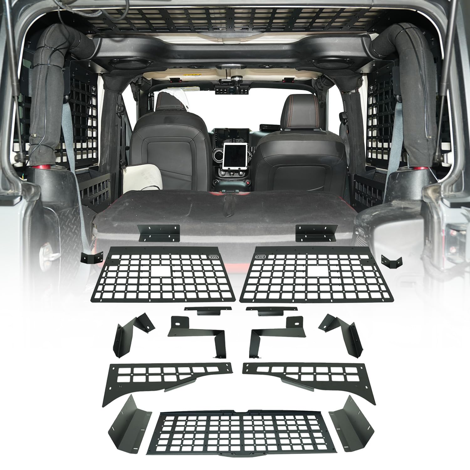 HIGH FLYING for Jeep Wrangler JK 2dr Car Accessories Molle Panels Shelf Storage Modular System Trunk Organizer Interior