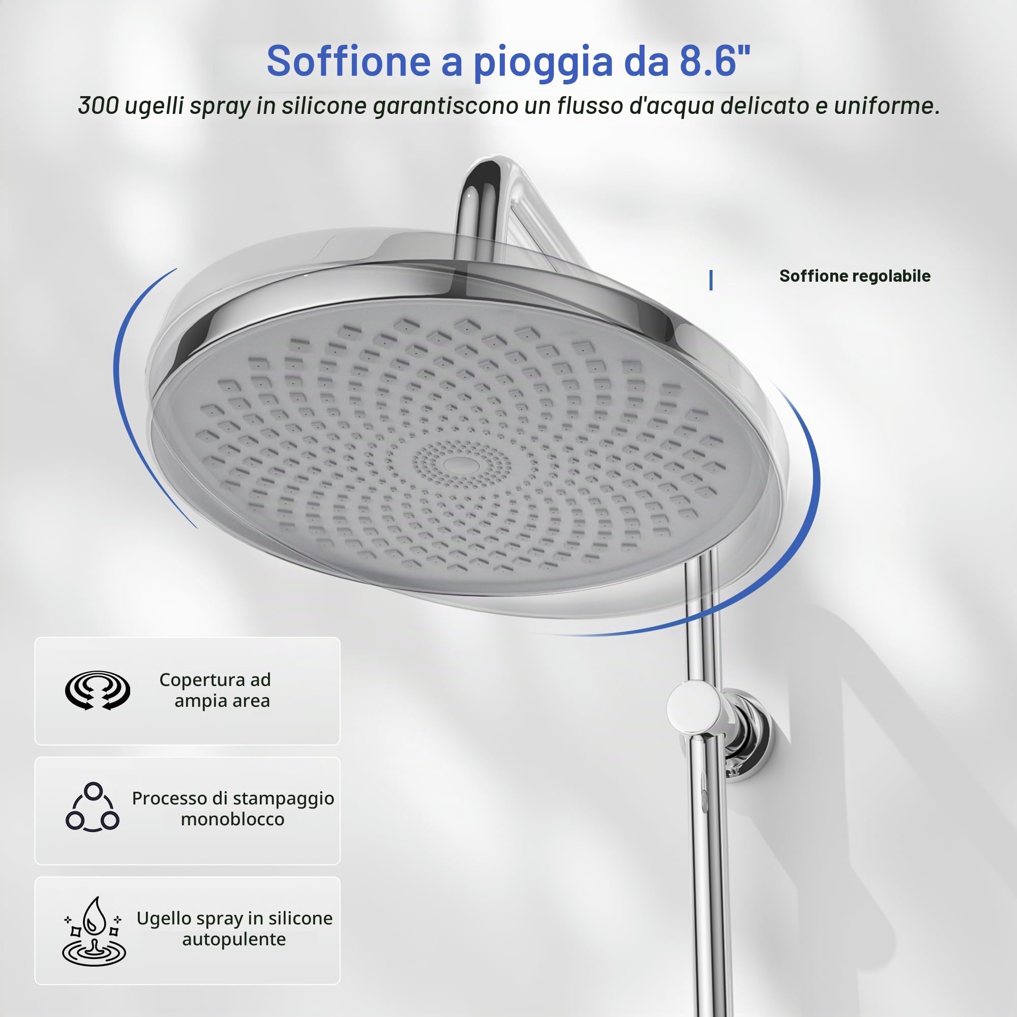 MORADO Colonna Doccia Con Miscelatore Termostatico,Set completo per doccia a pioggia con soffione a pioggia e doccetta,Altezza 95cm,Cromato