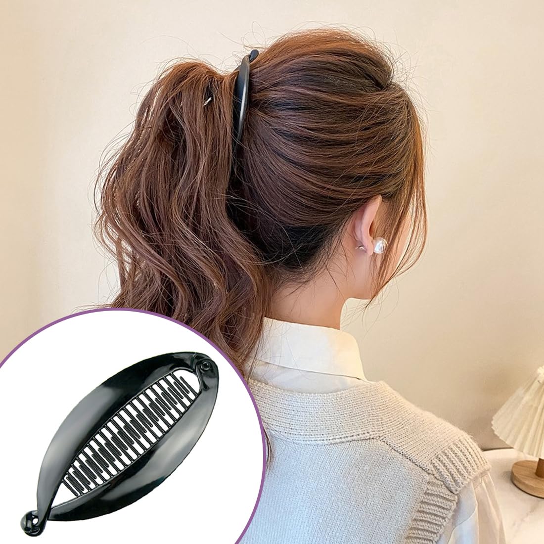 Bananen-Haarspangen – 2er Set, Metall-Kamm | Für Dickes, Lockiges, Gewelltes Haar | Vintage-Look, Faltenfrei