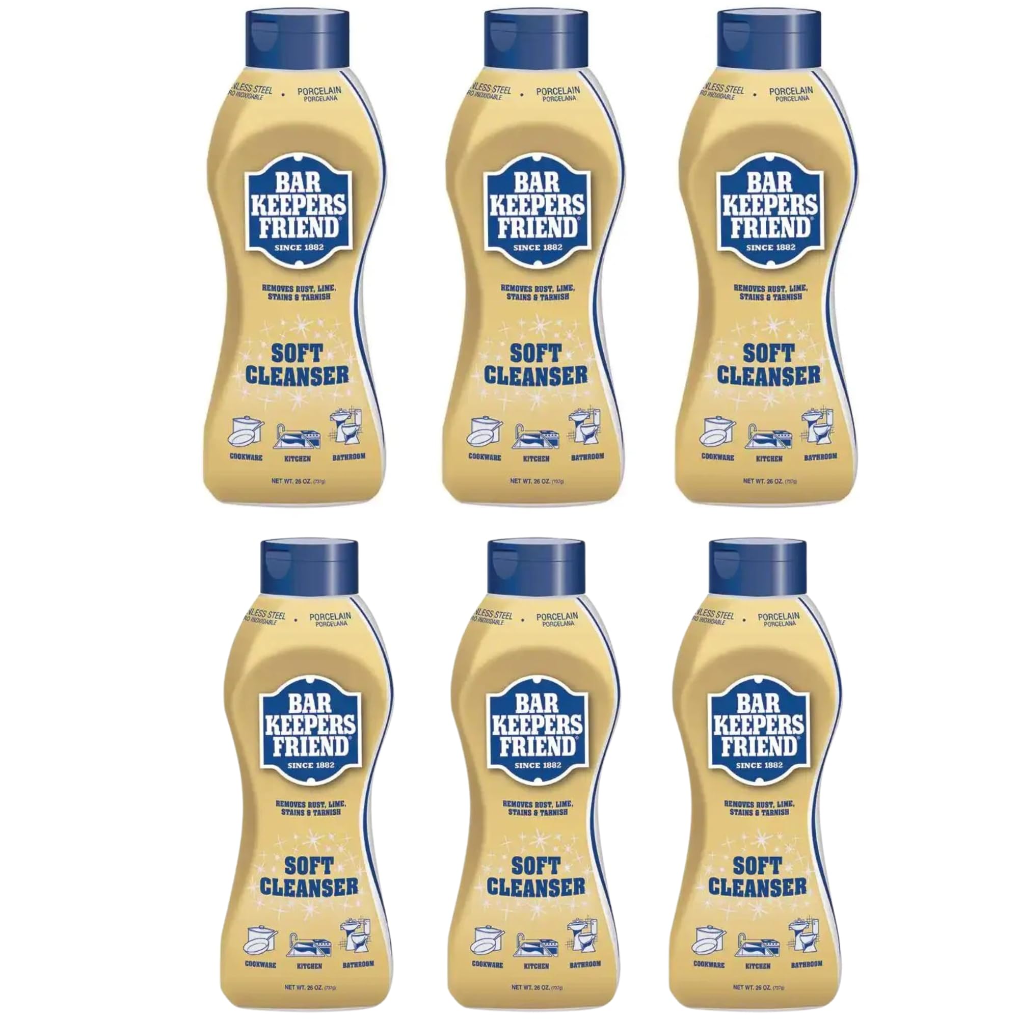 Nature Vista Bar Keeper Soft Cleanser 26 Oz (Pack of 6), Multi-Purpose Liquid Cleaner, Gentle and Effective Stain Removal for Delicate Surfaces