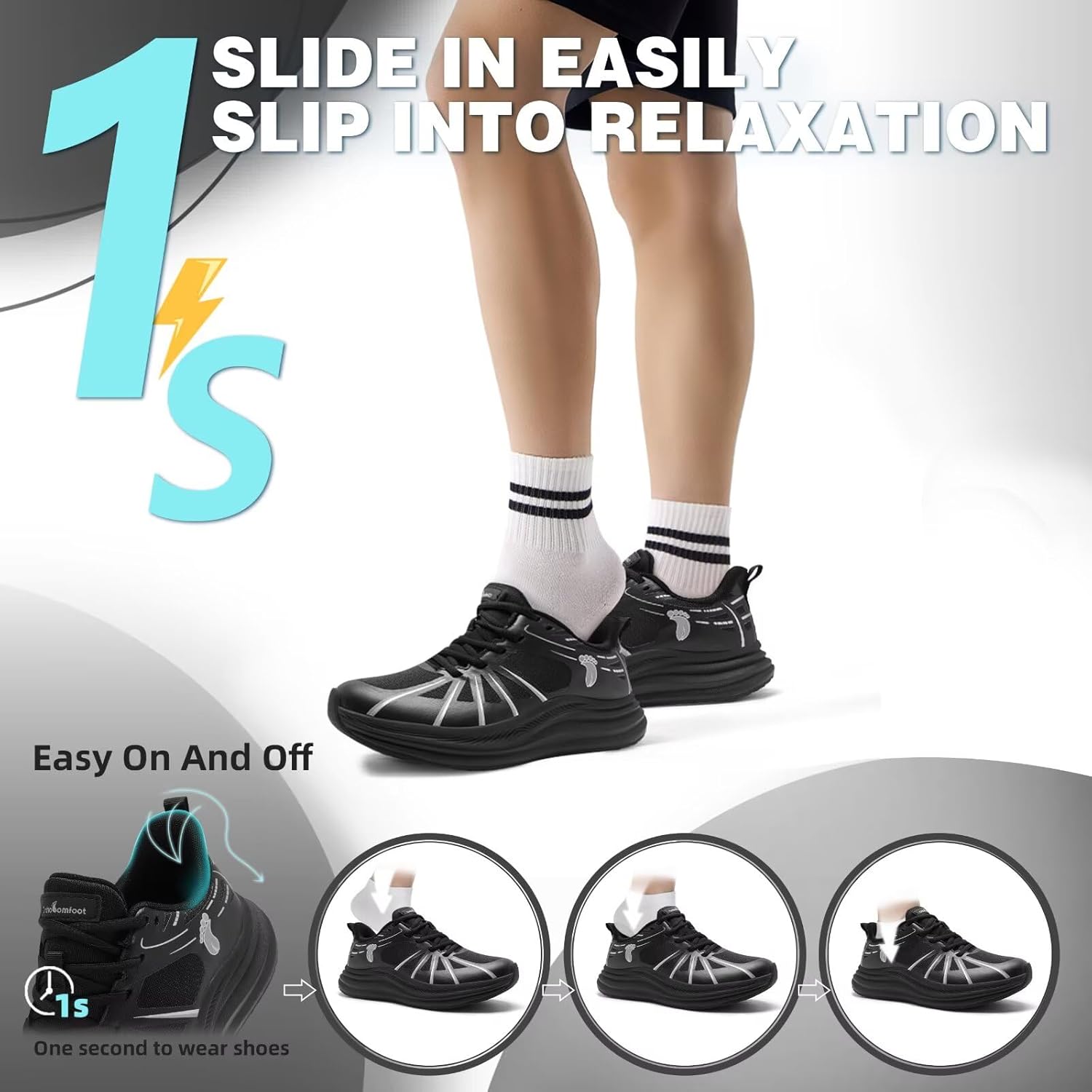 Men's Orthopedic Road Running Shoes: Comfortable Casual Arch Support Plantar Fasciitis Orthotic Sport Sneakers, Supportive Athletic Tennis Working Walking Shoes for Foot Heel and Pain Relief - Image 2