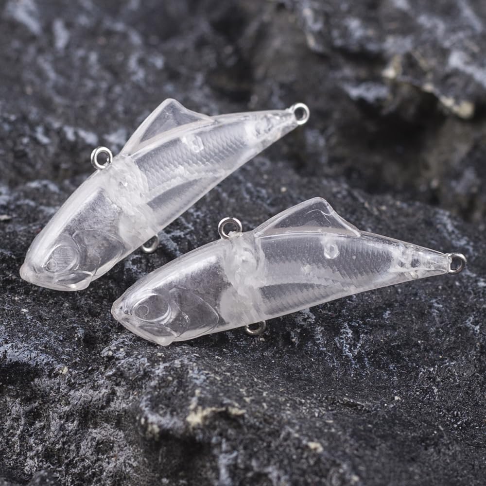 Wobbler, 100 esche da pesca senza labbra, non verniciate, 4,5 cm, 5,3 g, in plastica dura, micro vibrazioni, fai da te