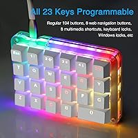Vista 4 de Koolertron Teclado mecánico macro con una sola mano, mini teclado mecánico portátil para juegos con una sola mano, 23 teclas totalmente programables