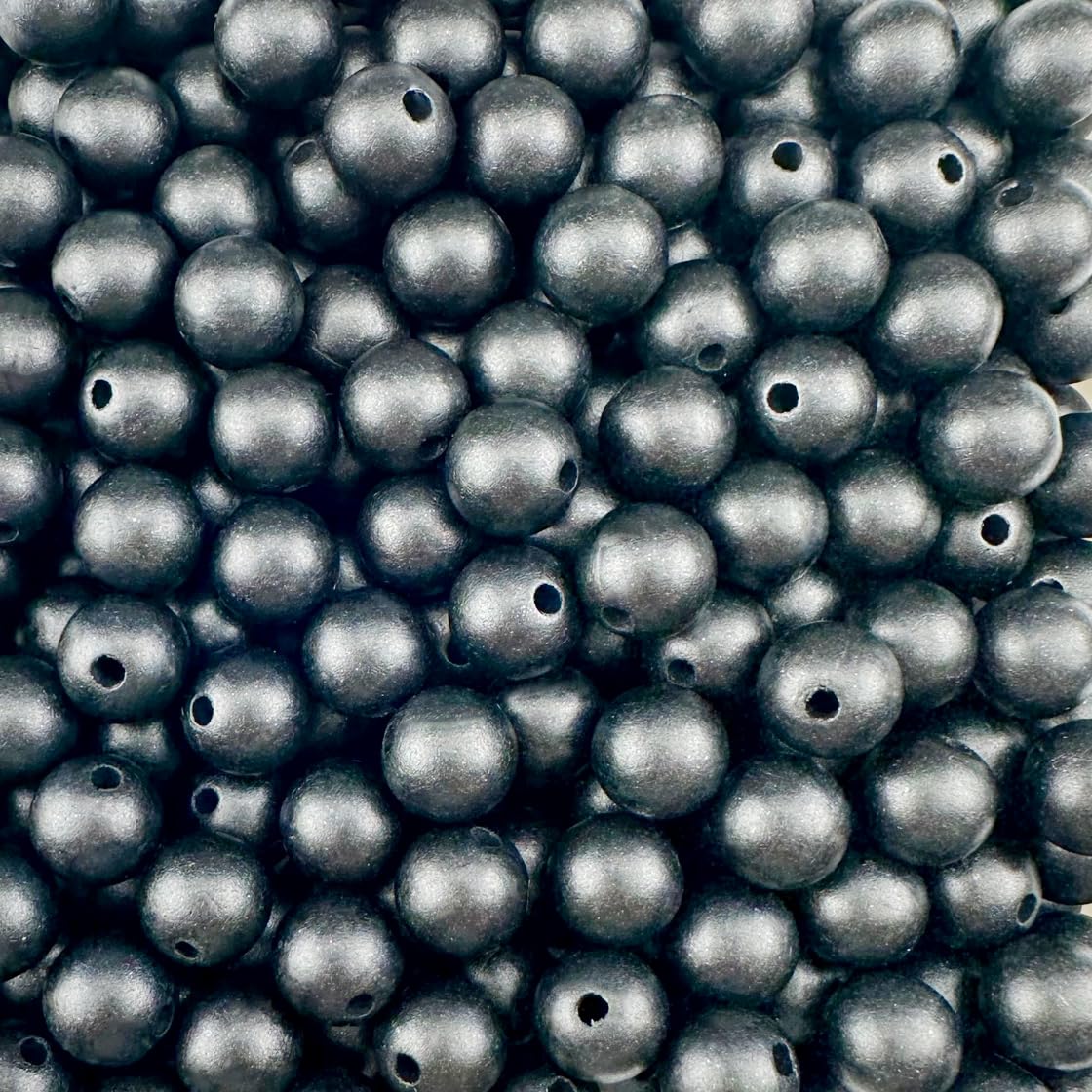 Koraliki z mosiężnym rdzeniem, Opakowanie 1000 okrągłych koralików akrylowych z otworem 2,9 mm w wielu kolorach i różnych rozmiarach(Matte Black,10mm)