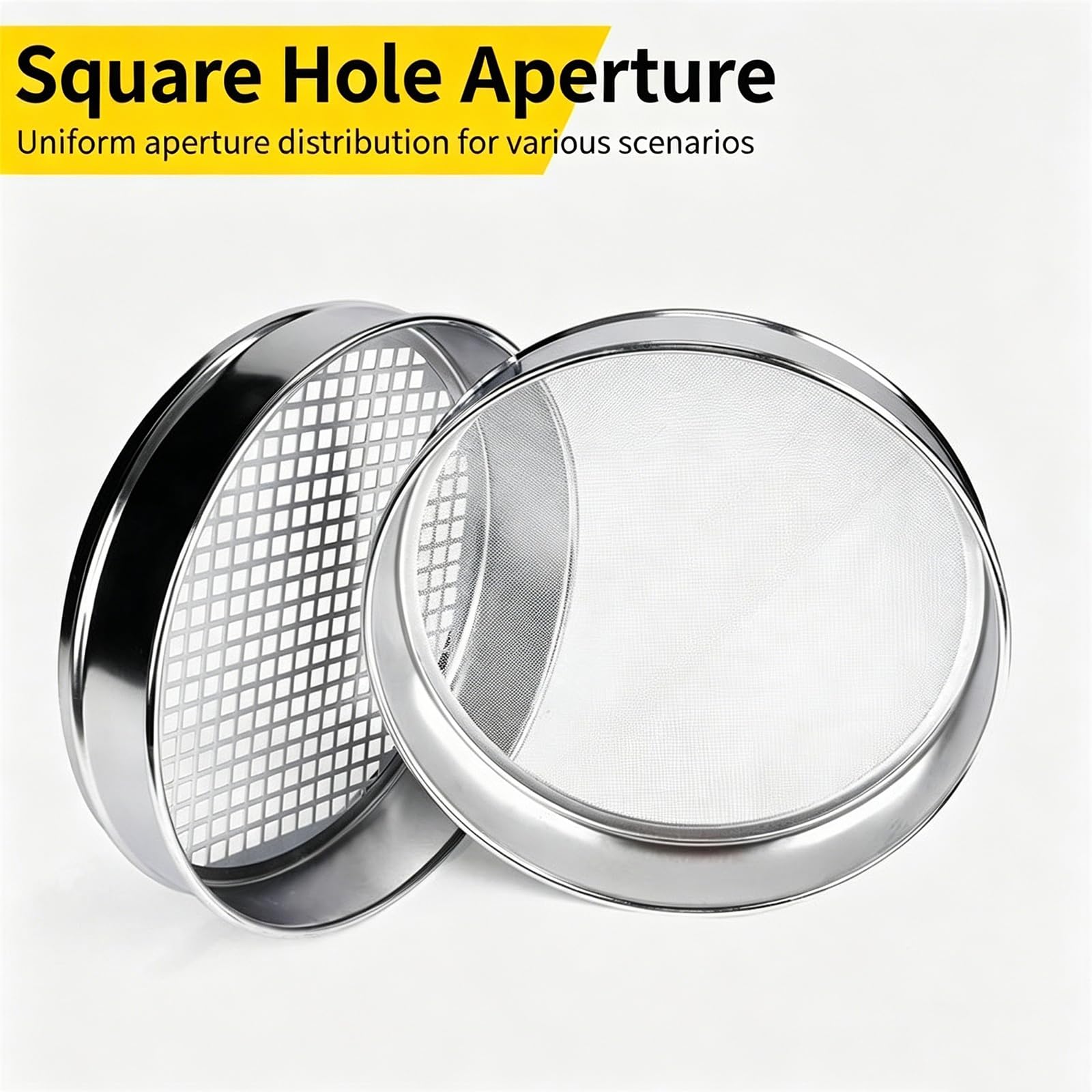 Set di setaccio multiuso in acciaio inox resistente con coperchio e vaschetta inferiore, setaccio per test di laboratorio, per sabbia, pietra, aggregato, compost, polvere, giardinaggio e uso