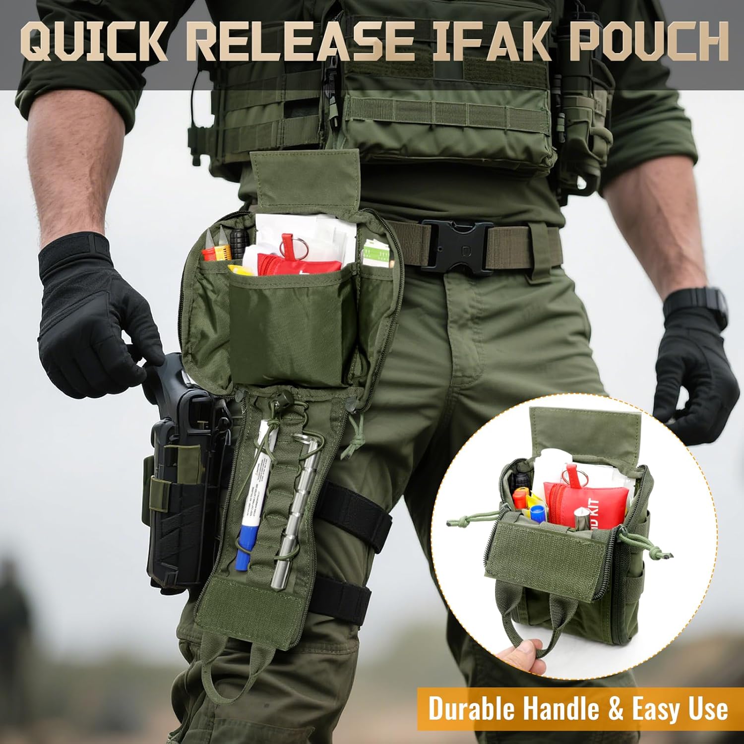 Tactical MOLLE Pouch First Aid EMT Bags IFAK Utility Pouches Quick Release Survival Bag for Outdoor