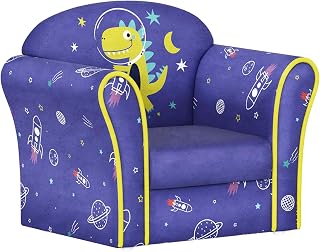 AIYAPLAY Silla Sofá Infantil, Sillón para Niños Pequeños con Diseño de Planeta y Dinosaurio, Estructura de Madera, Silla Tapizada para Niños Pequeños para Dormitorio, Sala de Juegos, Habitación