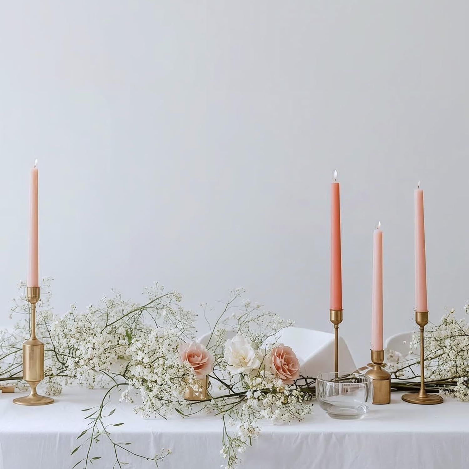 Tapered Dinner Candles - Soy & Paraffin Blend, Dinner Candles with Long-Lasting 7-Hour Burn for Stylish Homes - Candle in Curated Colors Ideal Gift for Hosts, Brides & Event Planners-Pink Clouds