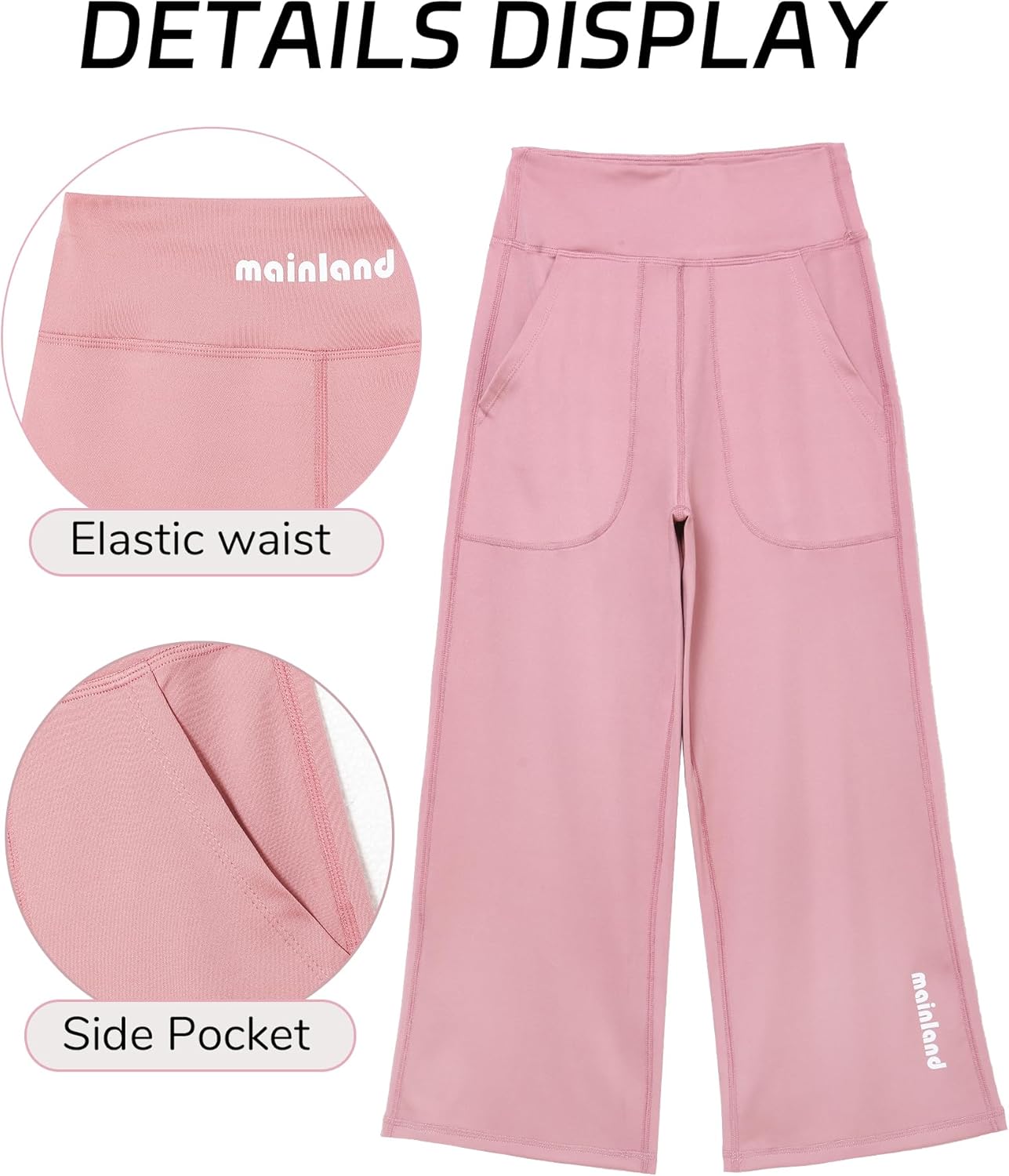 4 Pack Girls Wide Leg Pants Kids Stretchy Casual Yoga Sweatpants with Pockets for School & Daily Wear 5-12Y