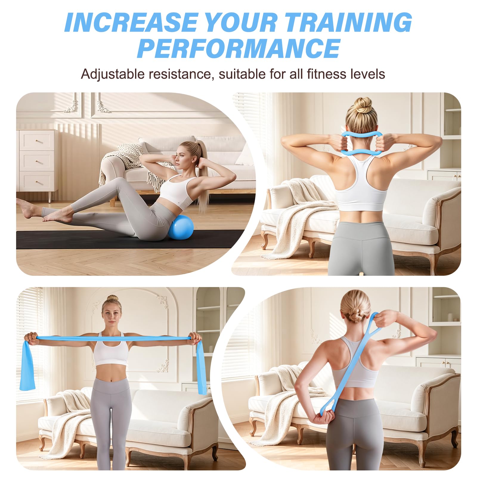 Set Pilates - Set di anelli da pilates da 13 pezzi, con palla da pilates, fasce per fitness, cintura da yoga, calzini da donna, set pilates per casa, attrezzatura sportiva per forza