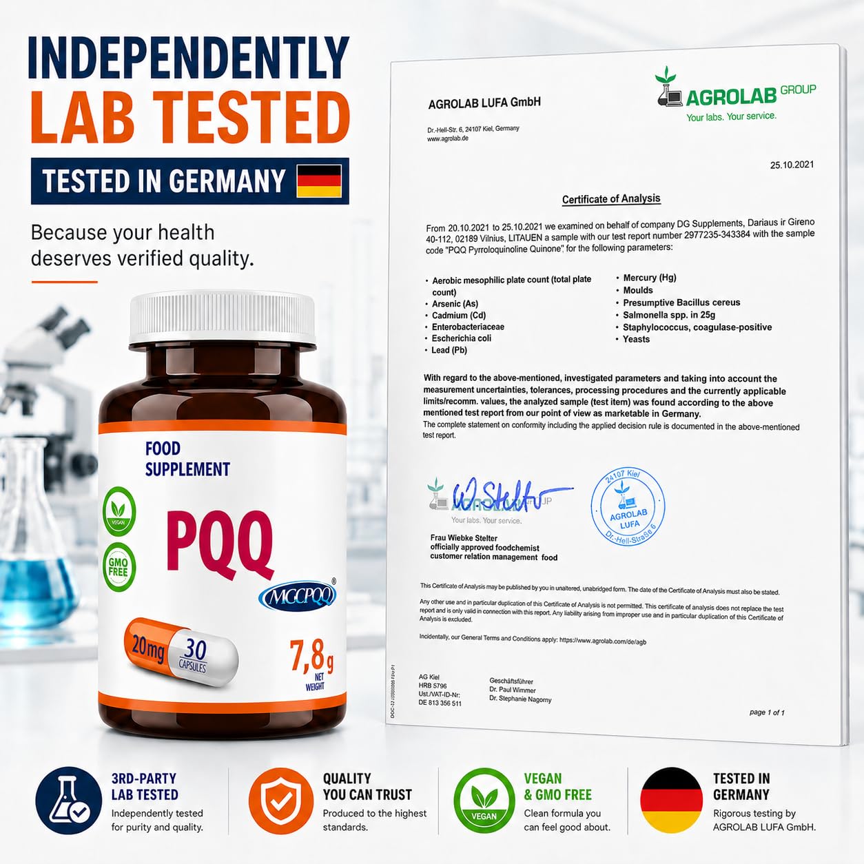 Hepatica PQQ | 20 mg (MGCPQQ®) | 30 Capsule Vegane | Scorta 1 Mese | GMP & Testato da Laboratorio Indipendente