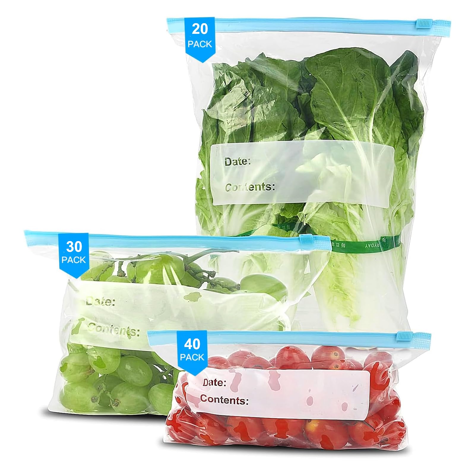 Sacs à sandwich réutilisables zippés avec fond extensible Lot de 90 S M L