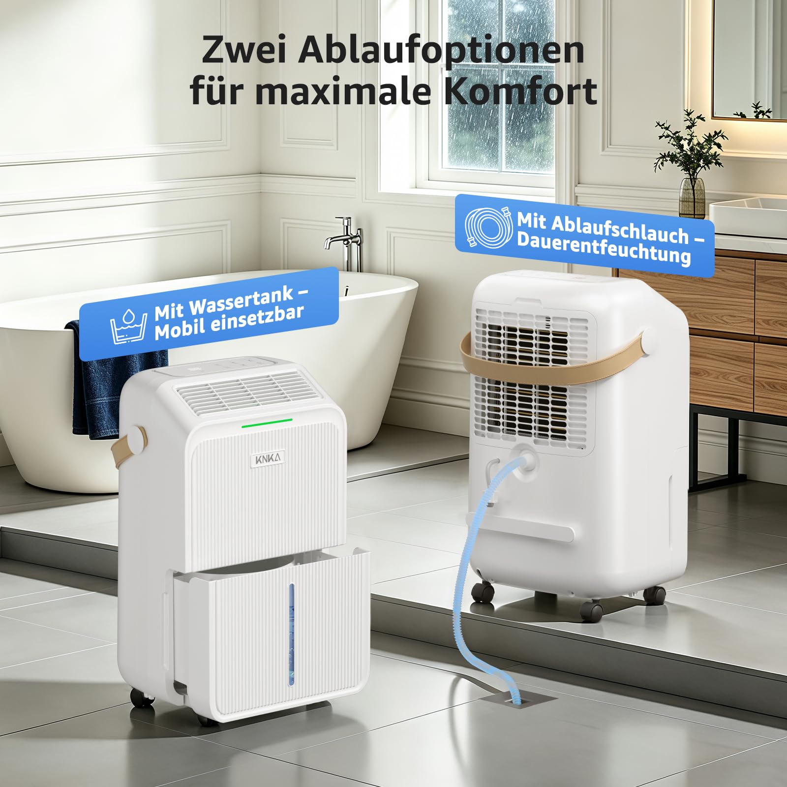 KNKA Luftentfeuchter, 16 L/T, Energiesparender Entfeuchter, Leiser Raumentfeuchter, 3,3 L Wassertank, Schlafmodus, LED-Feuchtigkeitsanzeige in Echtzeit, 100 m³ (35 m²), für Waschküche, Wohnung, Keller