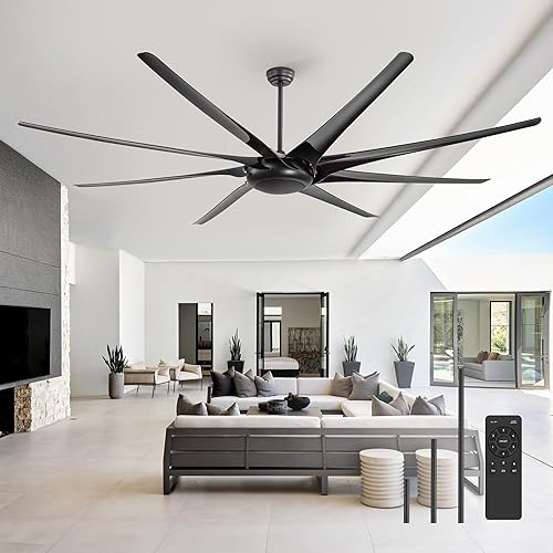Ventiladores de techo grandes de 100 pulgadas sin luces, ventilador de techo HVLS industrial para interiores y exteriores con control remoto, motor