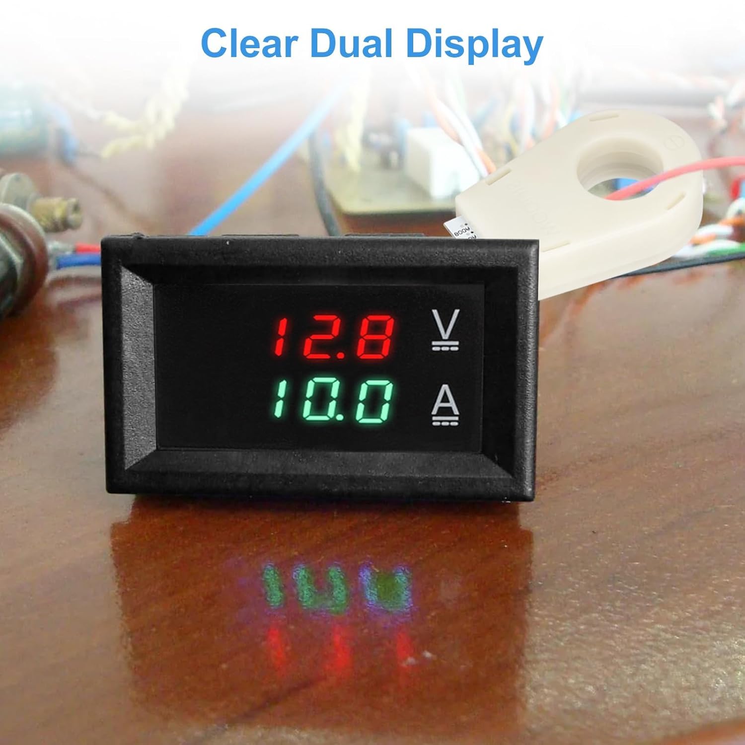 Linkstyle DC 5V-100V & 100A Digital Amp Voltage Meter, Dual Display Current Voltage Meter Gauge with Hall Effect Sensor Transformer