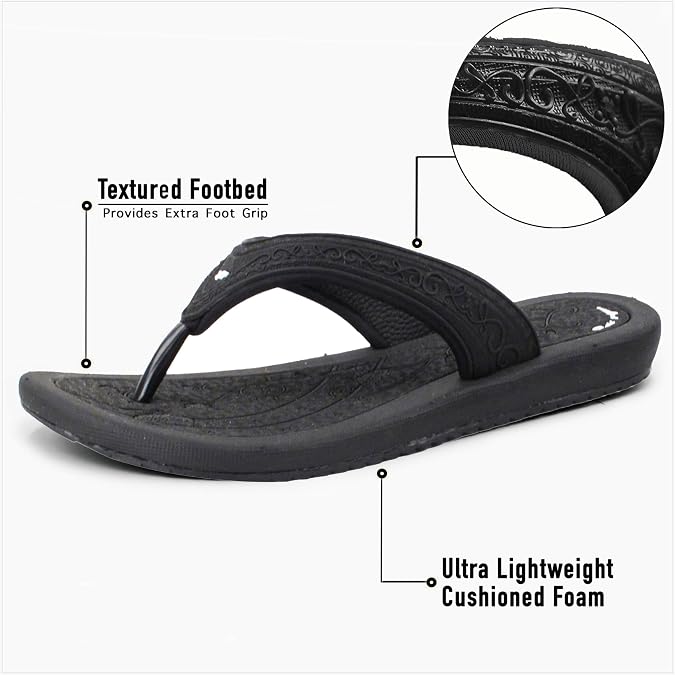BREEZE Womens Flip Flops, Shower Shoes, House Slippers, Pool, Vocation, Beach Sandals. Cute Woman Sandals in Pink, Black, Blue, Tan & White Jelly Straps