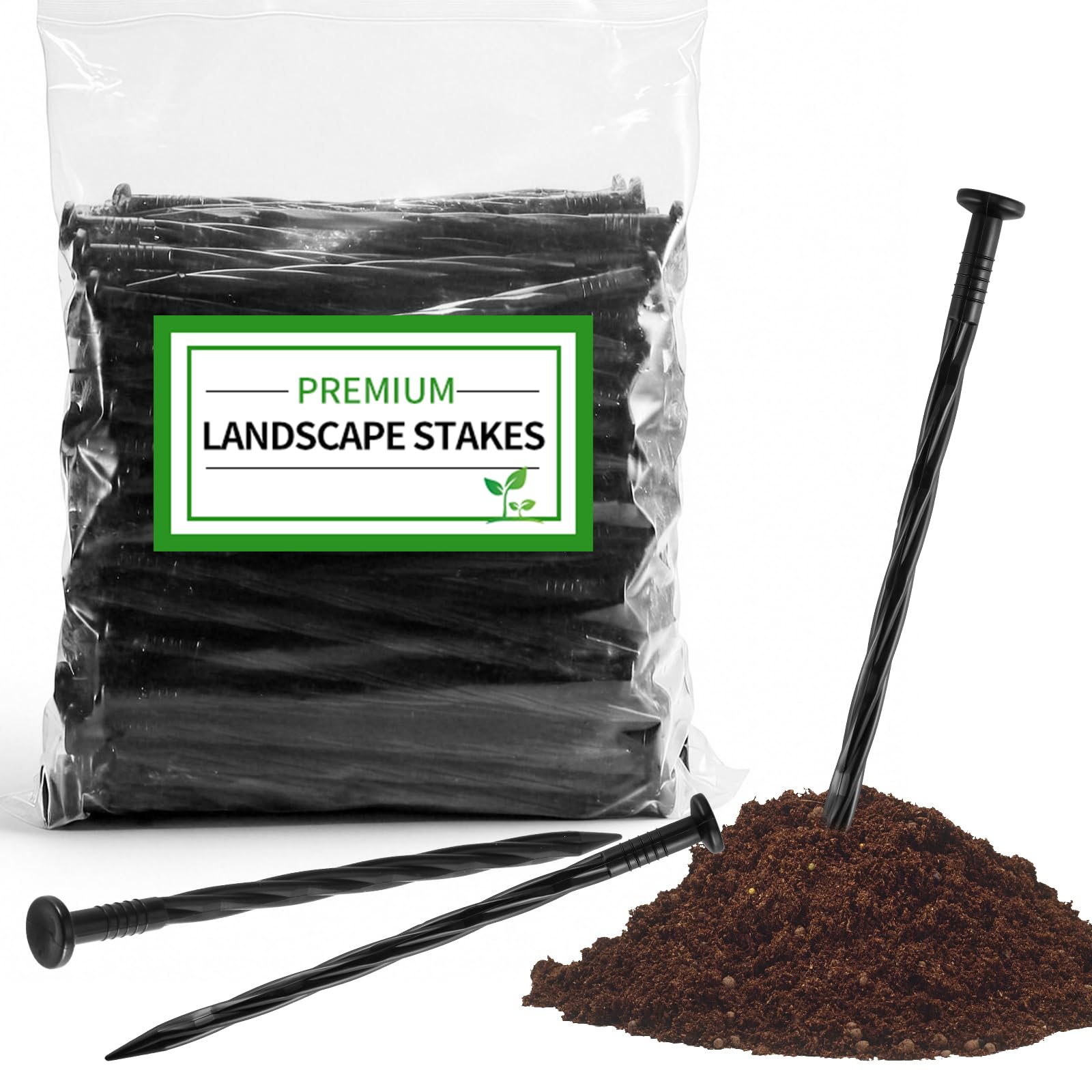 Photo 1 of 330-Pack 8-Inch Heavy Duty Plastic Landscape Edging Spikes – Spiral Anchoring Nails for Paver Edging, Weed Barrier Fabric, Artificial Turf & Garden Borders – Rust-Free Nylon Stakes