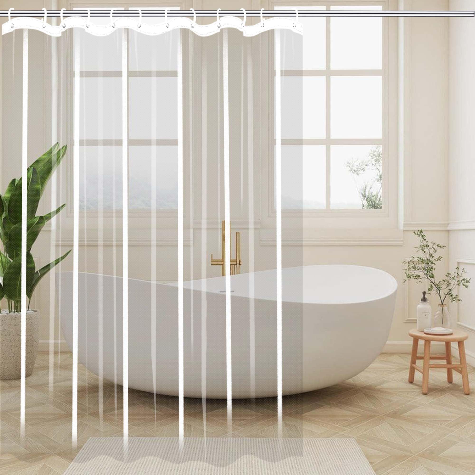 Rideau de douche imperméable PEVA 240x195 cm avec crochets de douches inclus