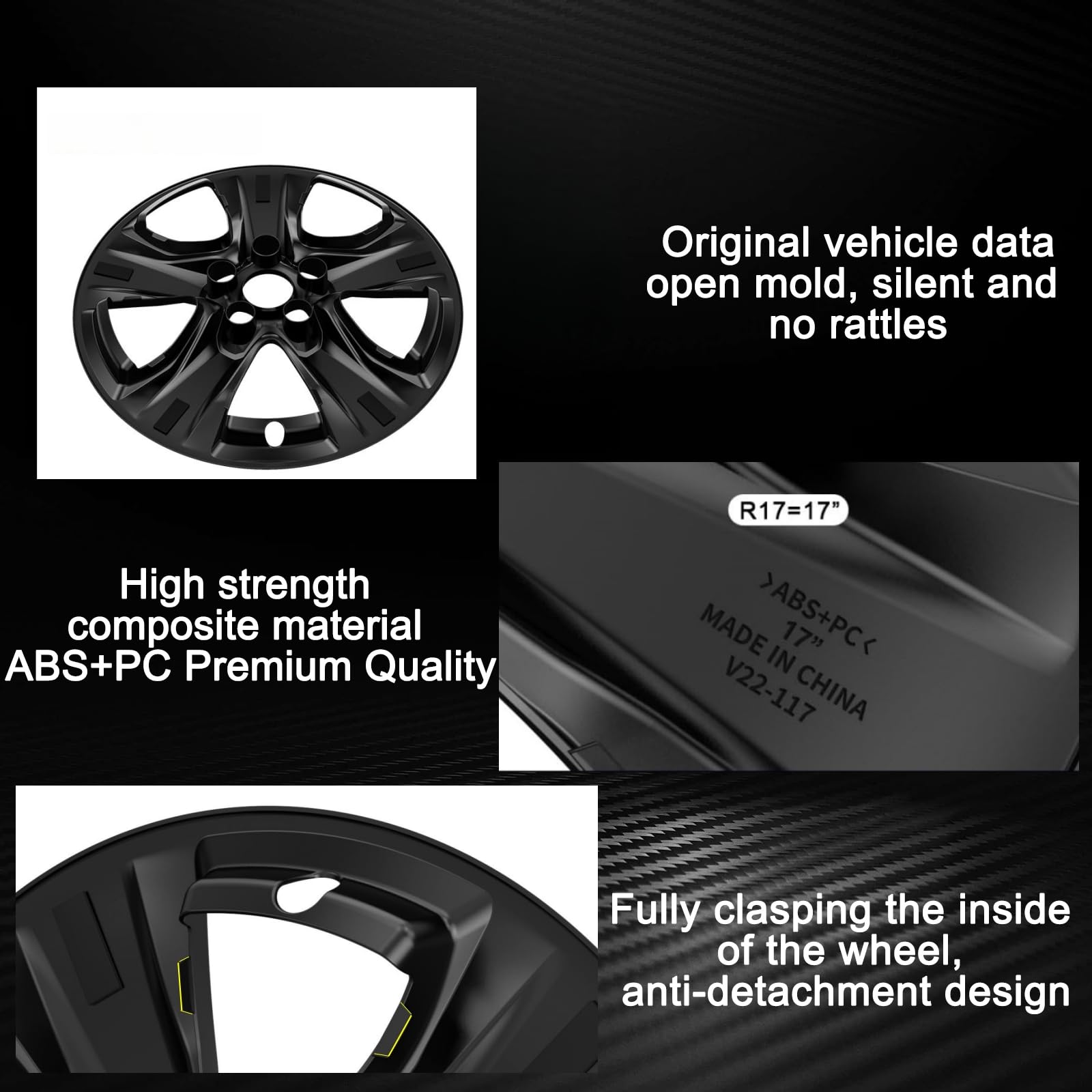 RAV4 　17インチ　ホイールスキン、ホイールカバー Amazon | WEISIGAO 17インチ 光沢ブラック ホイールスキン 2019-2024