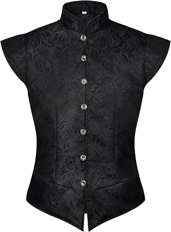 Mens Renaissance Tudor Vest Costume Medieval Doublet Ren Faire Jerkin Vest Vintage Brocade Jacquard Waistcoat