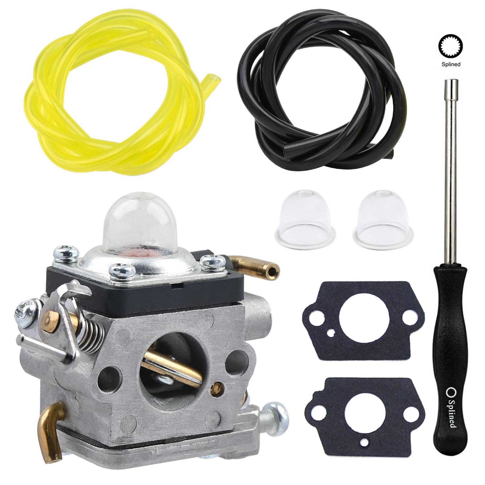 NIMTEK 523012401 Carburetor with Adjustment Tool Fuel Line Primer Bulb for Husqvarna Trimmer 122HD45 122HD60 Jonsered HT2218 HT2223T Redmax CH220 CHT220L