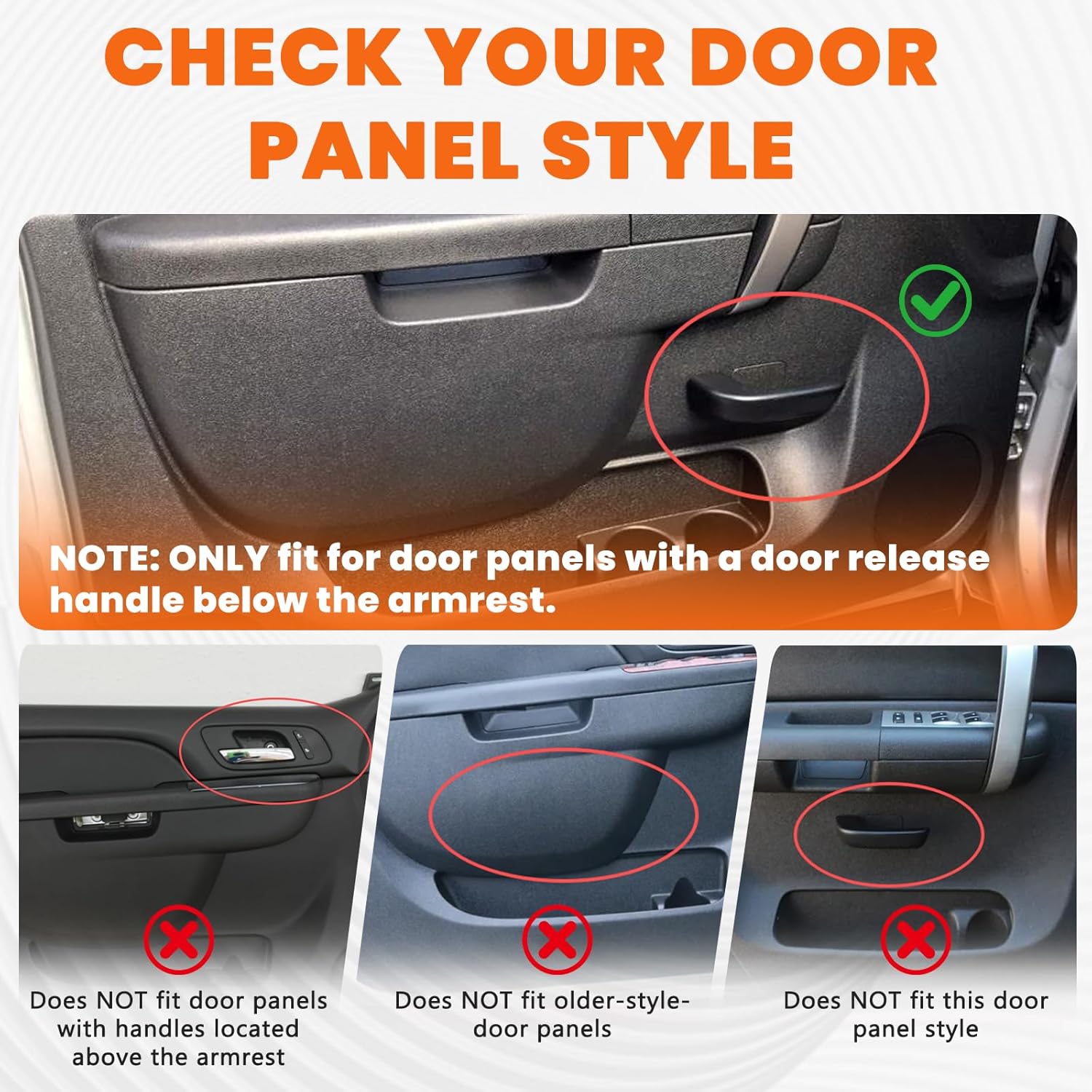 22818470 Front Right Passenger Side Door Panel Armrest Repair Kit Compatible with Chevy Silverado and Fits for GMC Sierra 1500 2500HD 3500HD 2010-2014, Black with Release Handle Below Armrest