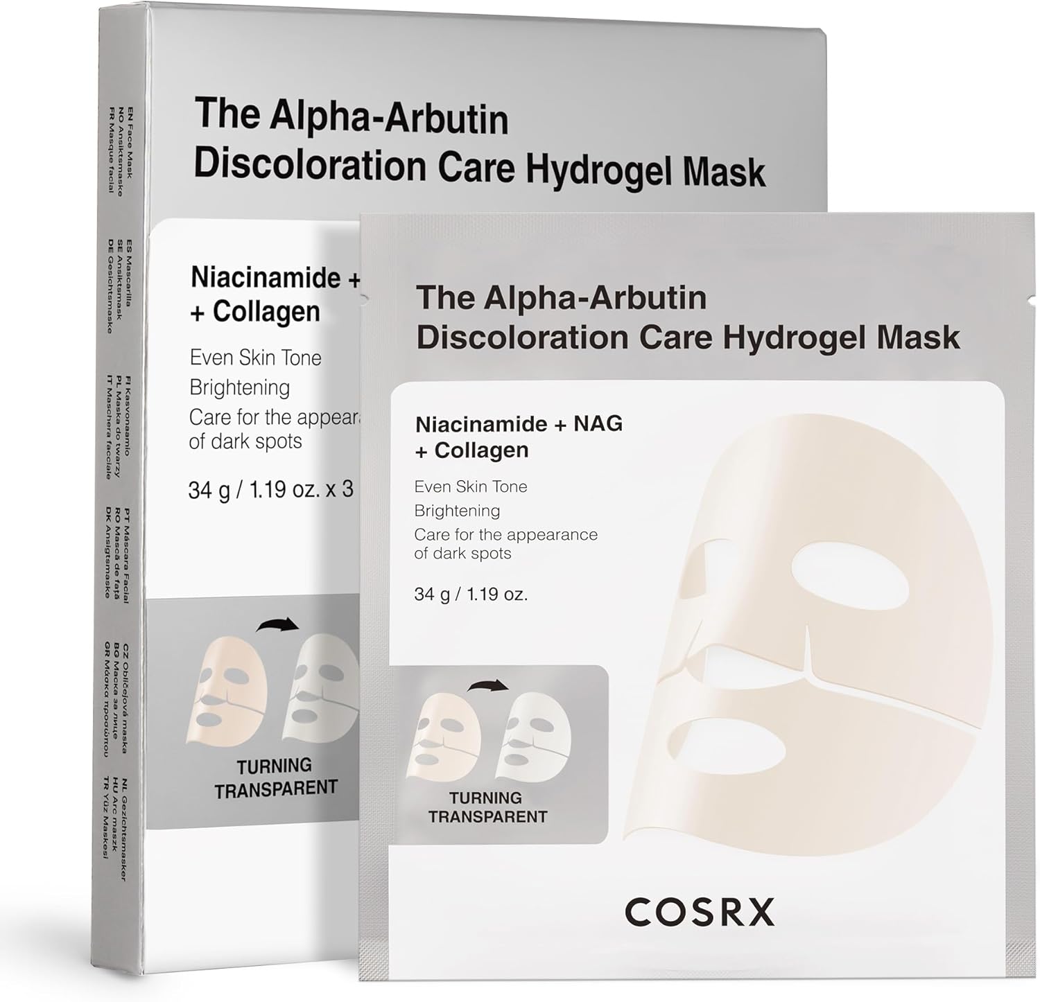 COSRX Masque Hydrogel Alpha-Arbutine anti-taches 3 unités skincare coréen