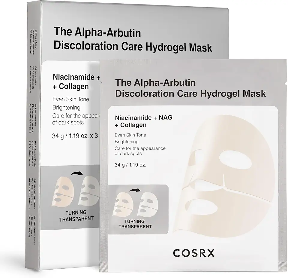 K-beauty skincare 2026 : 50 serums et masques coreens cultes COSRX Masques visage hydrogel à l’alpha-arbutine, Soin anti-taches, 3 unités, masque colla