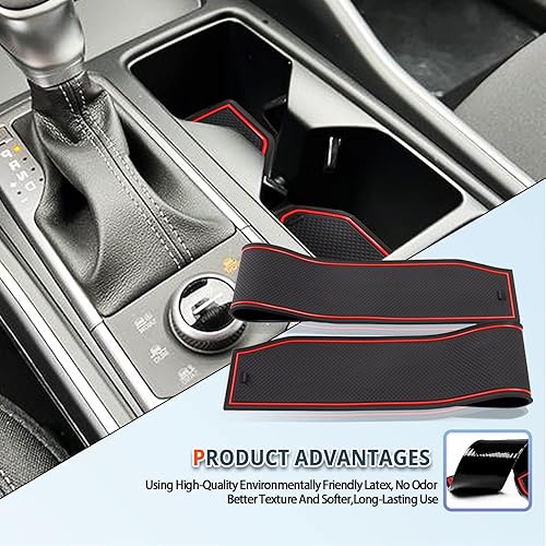 Miniatura 5 de Alfombrillas con ranura para puerta para Kia Sorento 2021-2026, accesorios para portavasos, insertos de goma antideslizante, alfombrillas interiores